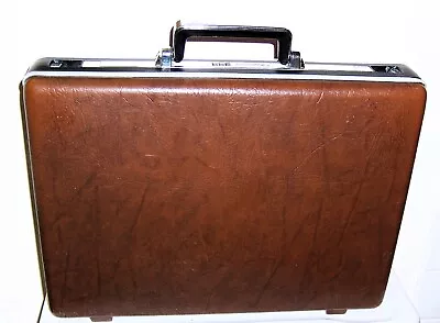 Vintage SAMSONITE OMEGA Briefcase Hard Shell Combo Lock Attaché Brown 18x14x3.5  • $29.95