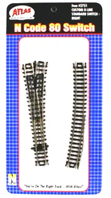 Atlas #2751 Right-Hand Standard Customline Turnout Track - N Scale Code 80 Rails • $21.95