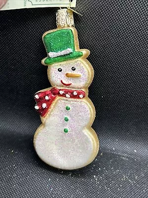 Old World Christmas Glass Blown Tree Ornament Snowman Sugar Cookie NEW With Tag • $12.99