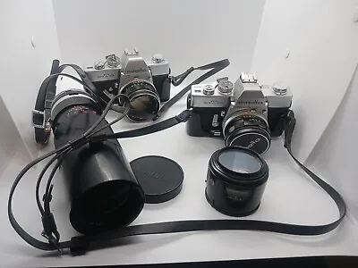 (2) Minolta SRT 101 35mm SLR Film Cameras Telephoto Lens 50mm Lens • $103
