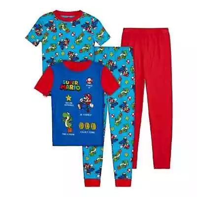 New Nintendo Super Mario 4 Piece Tops & Bottoms Pajama Set 6 8 10 • $29.95