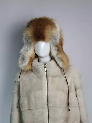 Gold Fox Fur Hat Aviator Winter Hat Fox Fur Trapper Hat Natural Fox Fur Hat  • $124