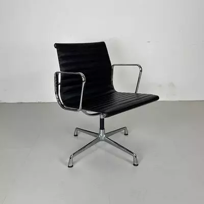 Vintage Eames Vitra For Herman Miller Black Leather Ea108 Meeting Chair #3956 • $1025.75