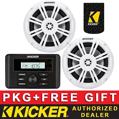 Kicker Kmc3 Digital Media Receiver Boat/marine Audio Package+6.5 Speakers White • $197.96