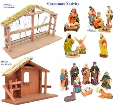 Christmas Nativity Crib Scene Figures Set Stable Movable Home Decoration Easter • £20.99