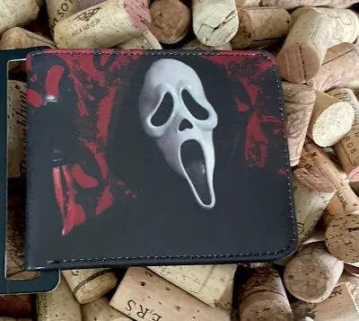 Scream Ghostface Scary Movie Mens Wallet Bifold Black Red Card Case ID Coin New • $17