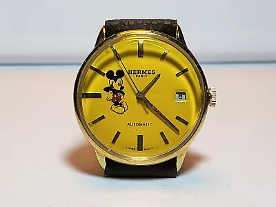 HERMES  Mickey Mouse Dial  Automatic Date Classic Men Wrist Watch For Men Ca. 19 • $51