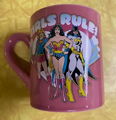 Vintage Girls Rule DC Comics Wonder Woman Batgirl & Super Girl Coffee Mug Tea • $14