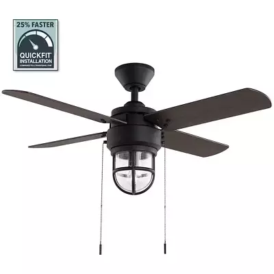 Cedar Lake 44 In. Indoor/outdoor Led Matte Black Damp Rated Ceiling Fan With L • $137.13