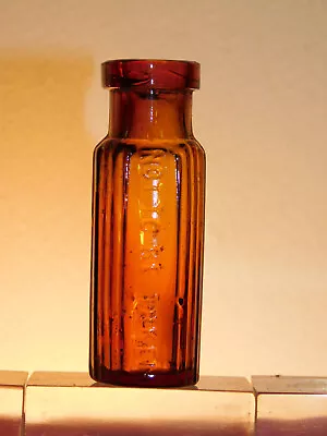 ANTIQUE Little 1/2 Oz POISON TWIN TONED AMBER N.T.B.T MINIATURE OLD BOTTLE C1900 • $13.05