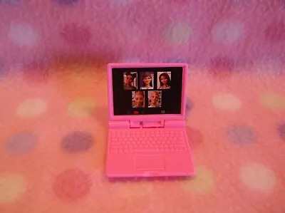 Barbie Doll Dollhouse Laptop Computer Electronic Pink Folding Accessory Mattel  • $17.97