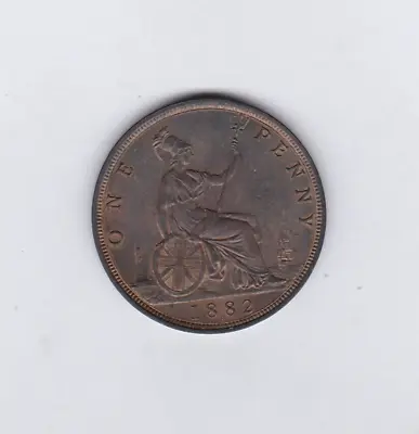 1882 H Victoria Bun Head Penny In Near Mint Condition. • £215