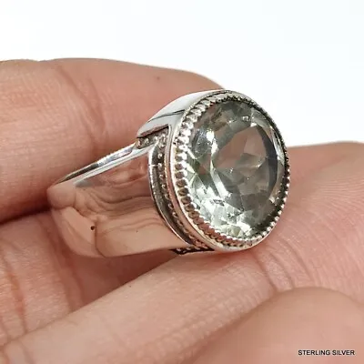 Natural Green Amethyst Gemstone In 925 Purity Sterling Silver Dainty Men's Rings • $16.99
