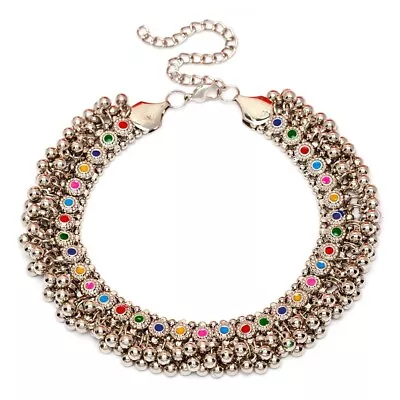 $15.49 • Buy Indian Bollywood Style Silver Plated Oxidized Boho Jewelry Choker Necklace Set..