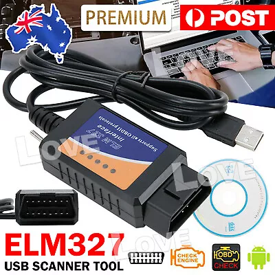 ELM327 USB OBD2 Scanner Tool Latest Chip For Ford ELMconfig HS-CAN Forscan • $19.95