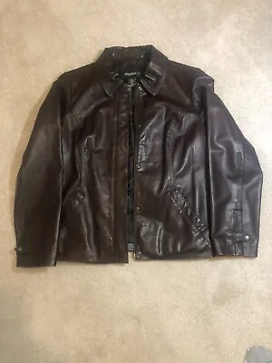 EDDIE BAUER Women's Brown Leather Jacket Zip/Snap Petite Lg GREAT CONDITION • $100