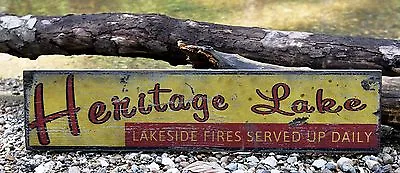 Personalized Lake Campfires Served Up Daily - Rustic Hand Made Vintage Wood Sign • $39