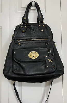 $45 • Buy Emma Fox Black Leather Shoulder Crossbody Bag Fold-over Satchel