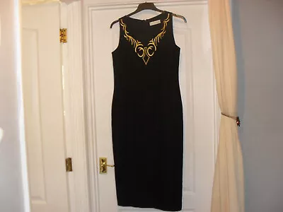 J.Taylor Black/Gold Mid Calf Sleeveless Dress - Size 14 - Worn Once • £4.99