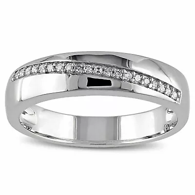 14K White Gold Over 0.20Ct Round Lab-Created Diamond Wedding-Men's Band Ring • $75.60