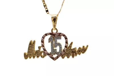 Quinceanera Pendant With Necklace Gold Filled NEW Sweet 15 Mis 15 Anos Chain • $36.99