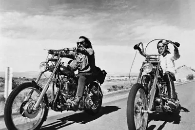 EASY RIDER FONDA HOPPER ON HARLEY CHOPPER MOTORCYCLE POSTER PRINT B&W 24x36 9MIL • $39.95