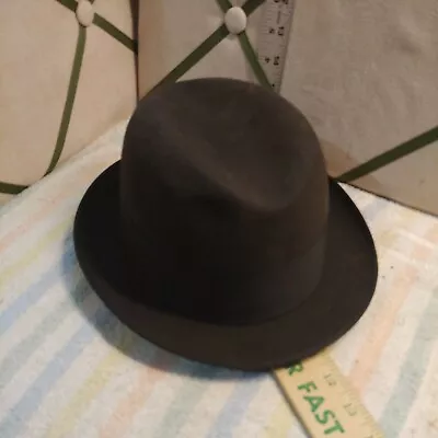 Vintage Penneys Marathon Vintage Felt Black Fedora Hat Size 7 - Estate Find • $44.44