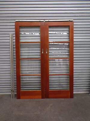 Art Deco French Sliding Doors With 4 Glass Panes 1520mm Wide 7o • $550