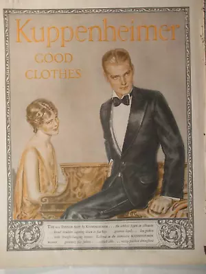 JC Leyendecker?  Sat Evening Post Ad KUPPENHEIMER Clothes /man & Woman At Piano • $23.84