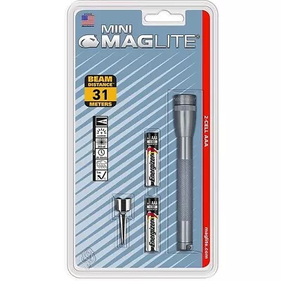 Mini Maglite M3A032 Gray 2X AAA High Intensity Xenon 9 Lumen Flashlight • $17.66