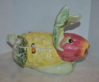 NWOT VTG Vietri Vegetable Bunny Rabbit Tureen Gravy Boat W/LID LADLE ITALY • $89.59