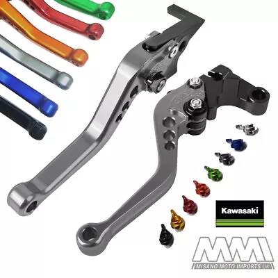 Grey Short CNC Brake And Clutch Levers For Kawasaki Motorcycle-Pick Model In Ad • £48.95