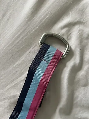 Vintage Tommy Hilfiger Striped Grosgrain Ring Ribbon Belt Blue  Pink Free Ship • $24