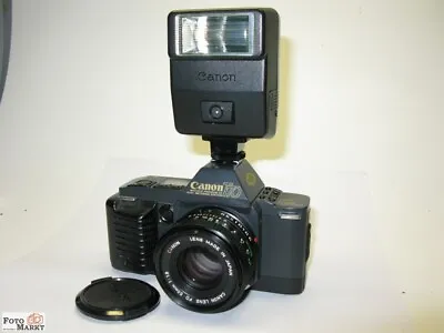 Set: Canon SLR Camera T70 + Genuine FD 1.8/50 Lens + Speedlite Flash 155A  • £142.49