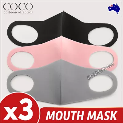3X Washable Face Mask Unisex Black Fashion Mouth Cover Protective Masks Reusable • $6.95