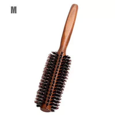 Wooden Round Hair Brush Hairbrush Wood Natural Boar Bristle For Women & Men • £6.98