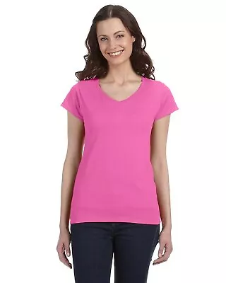 Gildan Ladies SoftStyle Fitted V-Neck Stylish T Shirt Casual Plain T-Shirt G64VL • $8.51