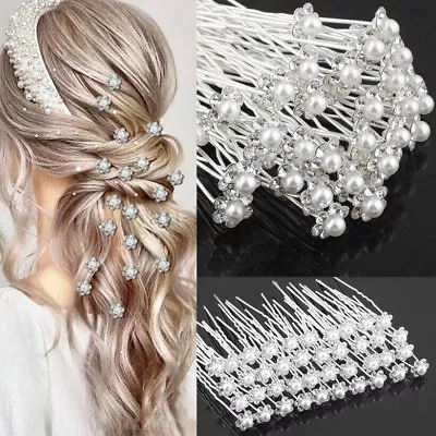 20&40pcs Pearl Flower Diamante Crystal Hair Pins Clips Prom Bridal Party Wedding • $15.91