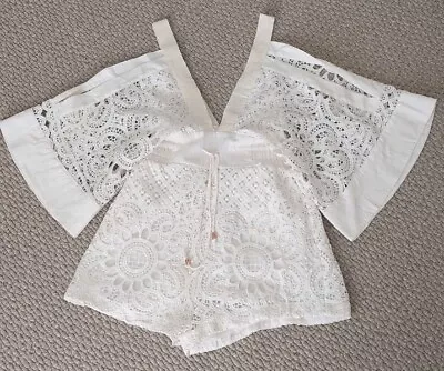 Alice McCall Keep Me There Playsuit Romper Floral White Lace Kimono Size AU 6 • $25