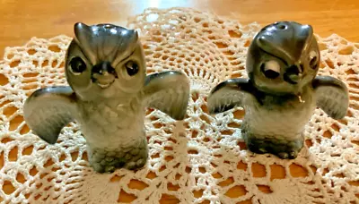 2 Vintage Papa & Mama Owl Salt Pepper Shakers Ceramic Figurines Made In Japan • $9.99