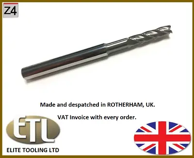 Ø3/16  (Ø4.76mm) Solid Carbide 4 Flute End Mill With Ø1/4  Shank • £8.45