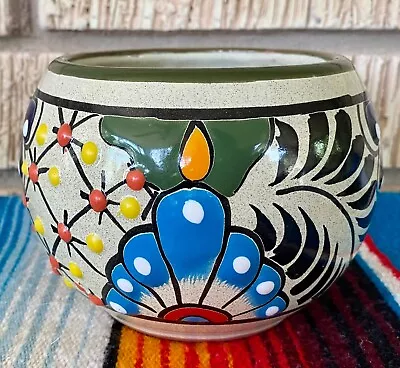 Mexican Ceramic Flower Pot Planter Folk Art Pottery Handmade Talavera #51 • $19.99