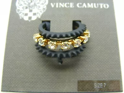 Vince Camuto Tour Of Duty Matte Black/Rhinestone Stack Ring Set Sz 7 *AS-IS* • $6