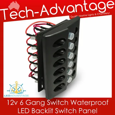 12V 24V Marine 6 Gang Waterproof LED Boat Switch Panel + Circuit Breakers • $116.90