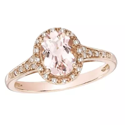 Zales Oval Morganite & Diamond Accent Ring In 10K Rose Gold • $384.56