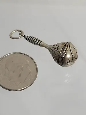 Vtg .925 Sterling Silver Maraca 3D Bracelet Charm 3.4g Estate Musical Instrument • $29.95