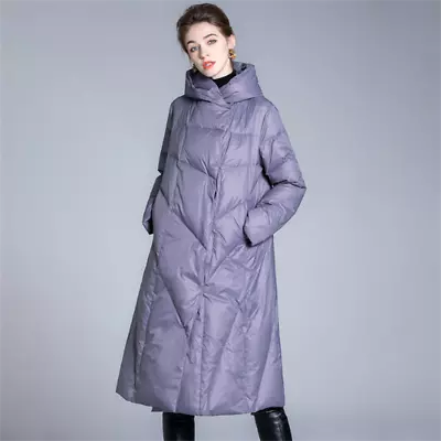 Womens New A-Line Coat Down Hood Puffer Asymmetrical Single Breasted Windbreaker • $236.49