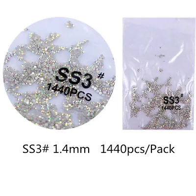 1440 Glitter Crystal AB Rhinestones FlatBack Glass Gems For Nails Clothes Crafts • £2.39