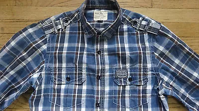 MARC ECKO Small Plaid Button Front Mens Long Sleeve Casual Dress Shirt  • $12.99