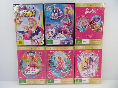 6 X Barbie Movie Set-Princess Power/Star Light Adventure/Mermaidia-DVD-Region 4 • $26.99